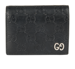Gucci Guccissima Compact Bifold Wallet, Leather, Black, DB, 2*